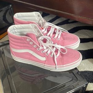pink / white high top vans womens 10 mens 8.5 worn 1 evening out, no flaws !